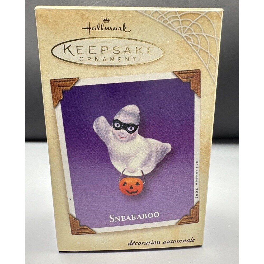 Hallmark Keepsake Sneakaboo Halloween Ornament Ghost with Pumpkin 2003